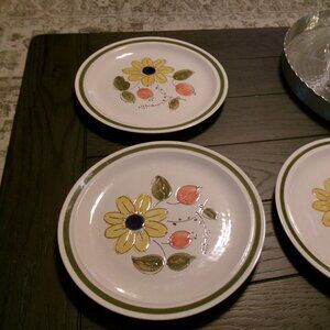 VTG Daekor Designs Dawn Stoneware 10.5" Hand-Painted Plates Korea (Set of 2) MCM